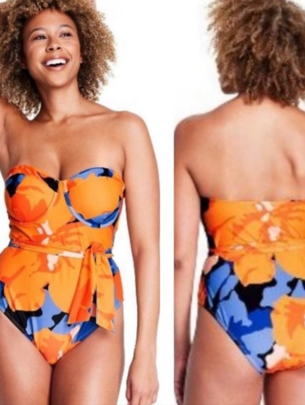 TABITHA BROWN Floral Print Underwire Tie-front One Piece Swimsuit Sizes LG/3X